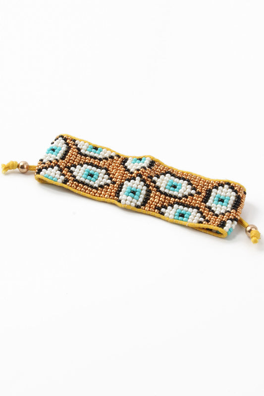 BEADED GOLD MULTI EVIL EYE BRACELET