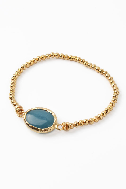 LIGHT BLUE GEMSTONE GOLD BRACELET