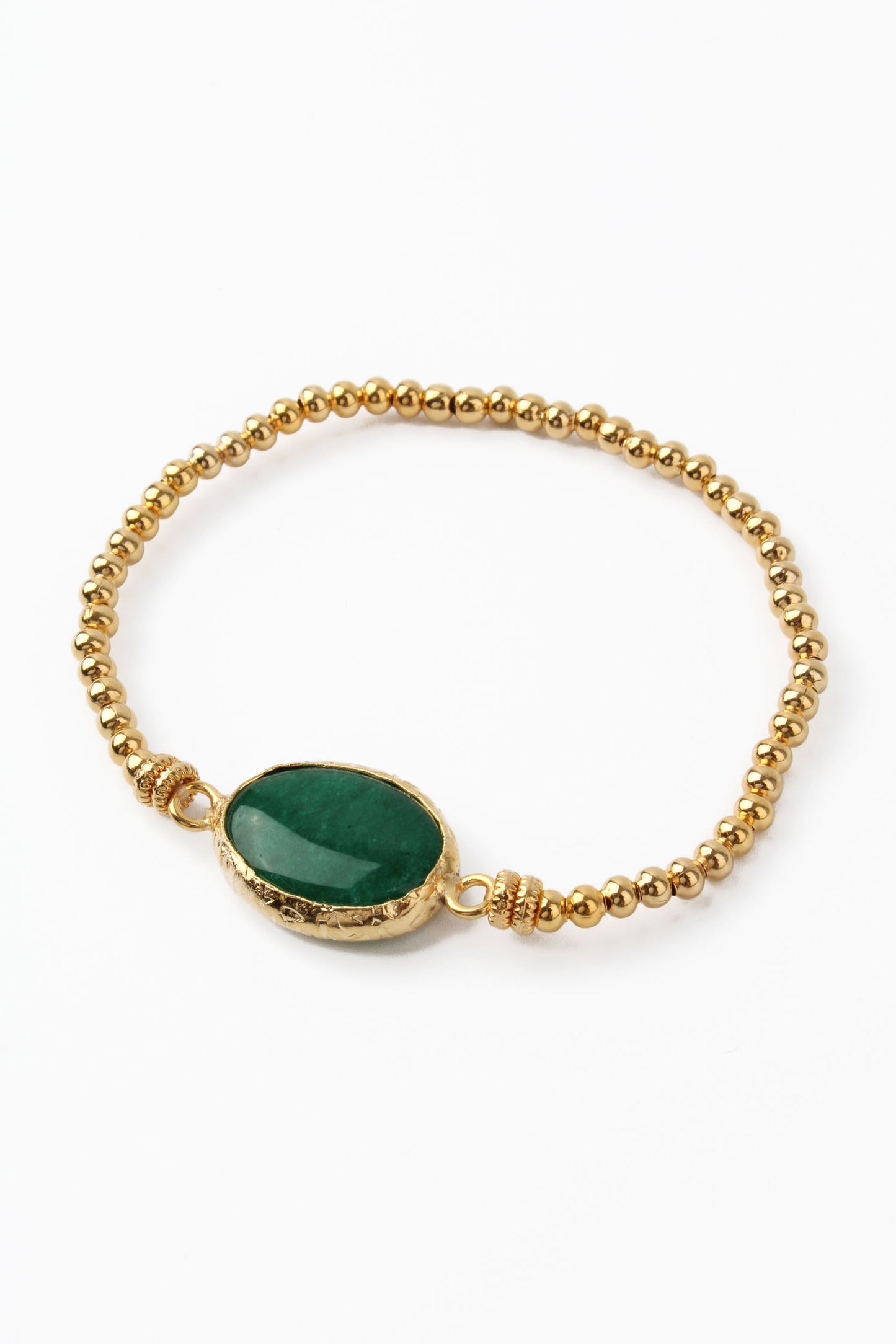 DARK GREEN GEMSTONE GOLD BRACELET