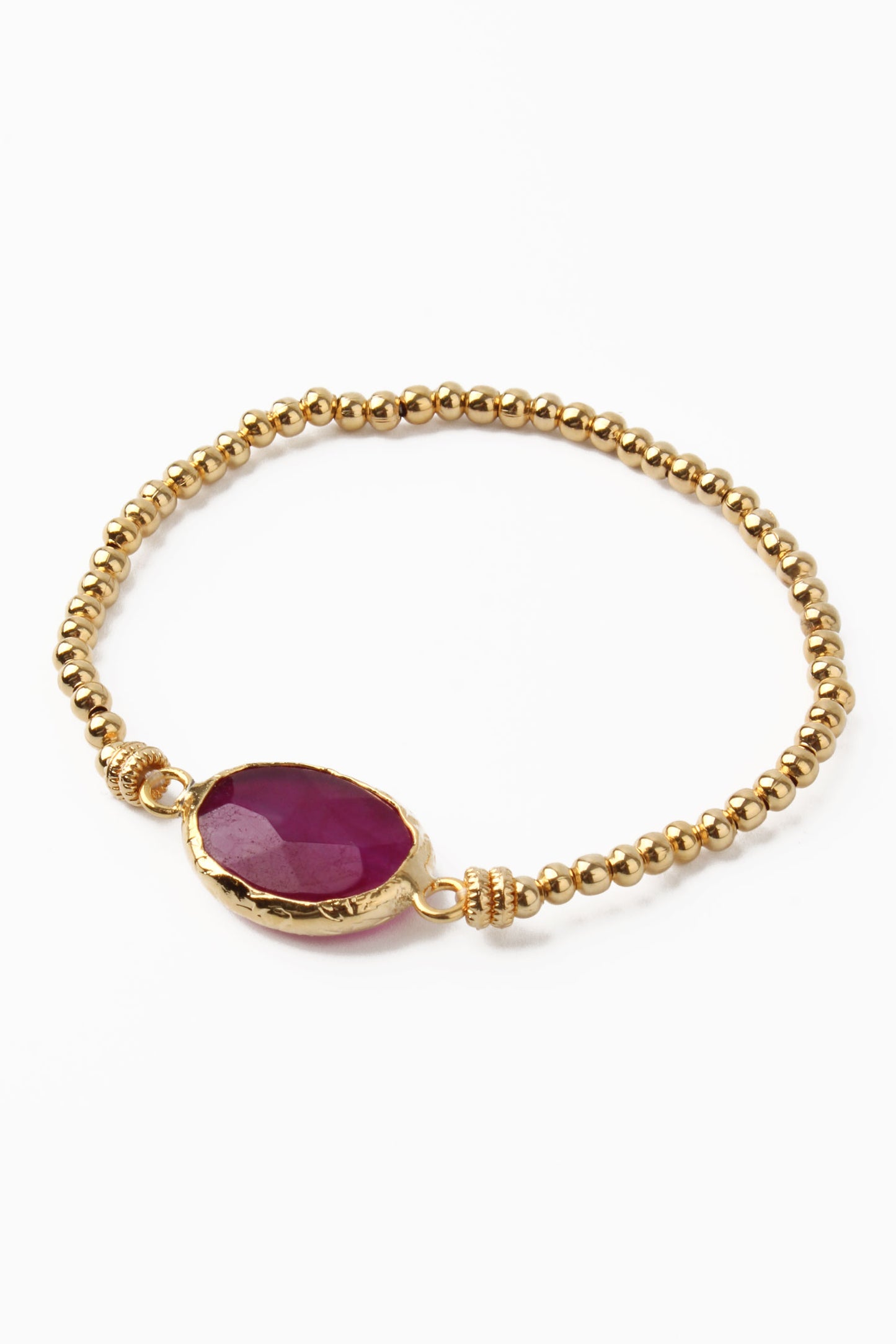 PURPLE AGATE GEMSTONE GOLD BRACELET