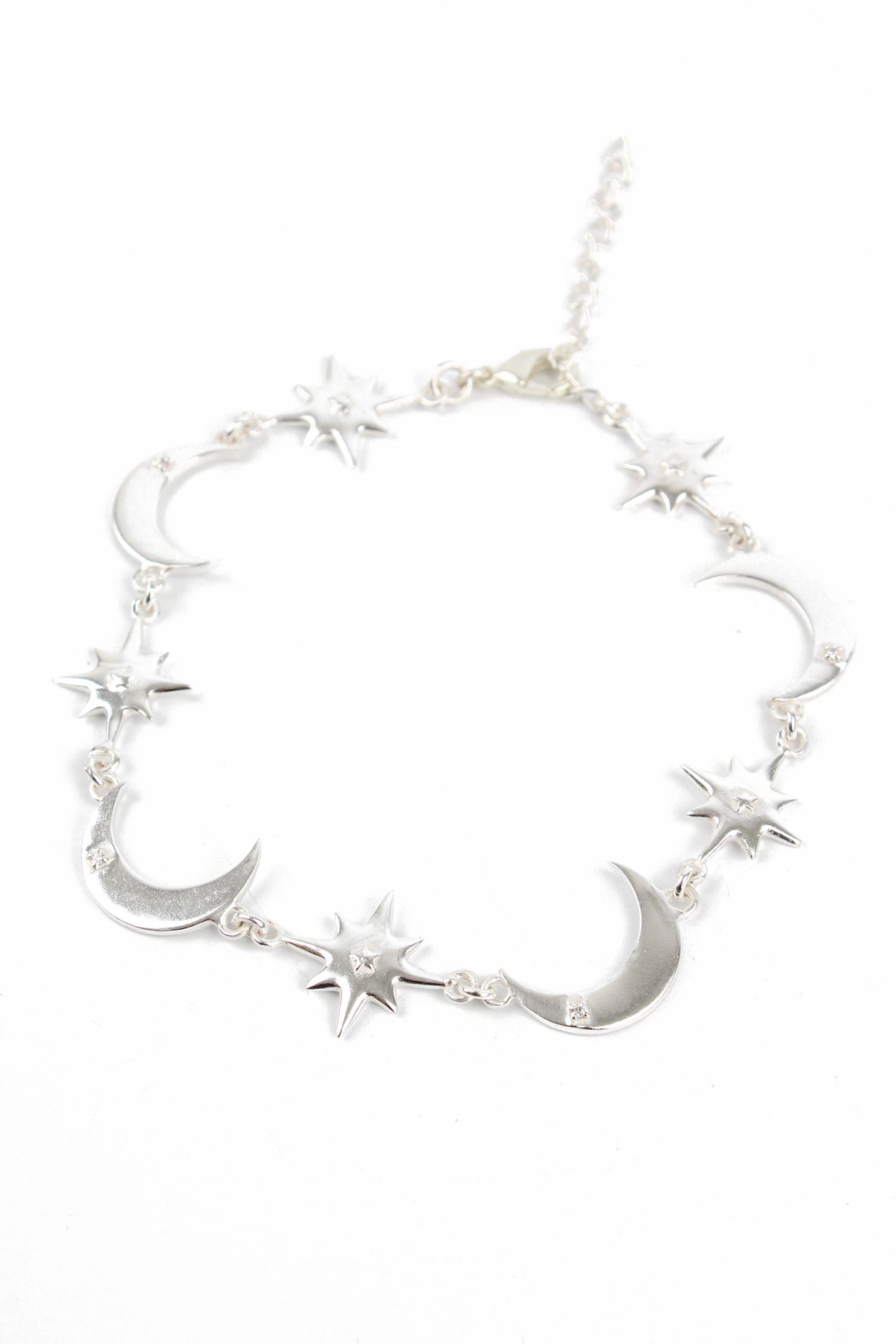 SILVER STAR & MOON CHARM BRACELET