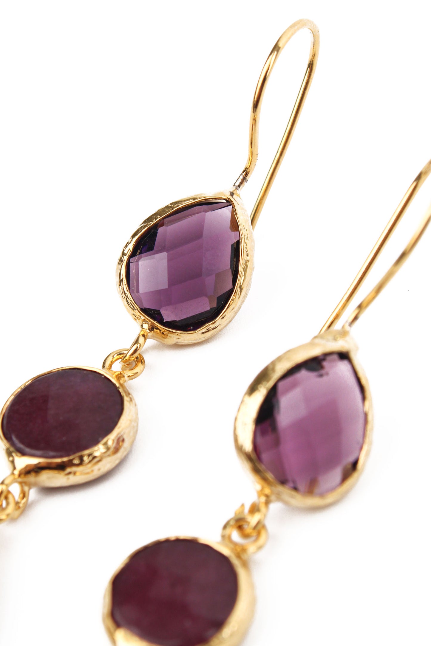 BURGUNDY THREE DROP EARRINGS