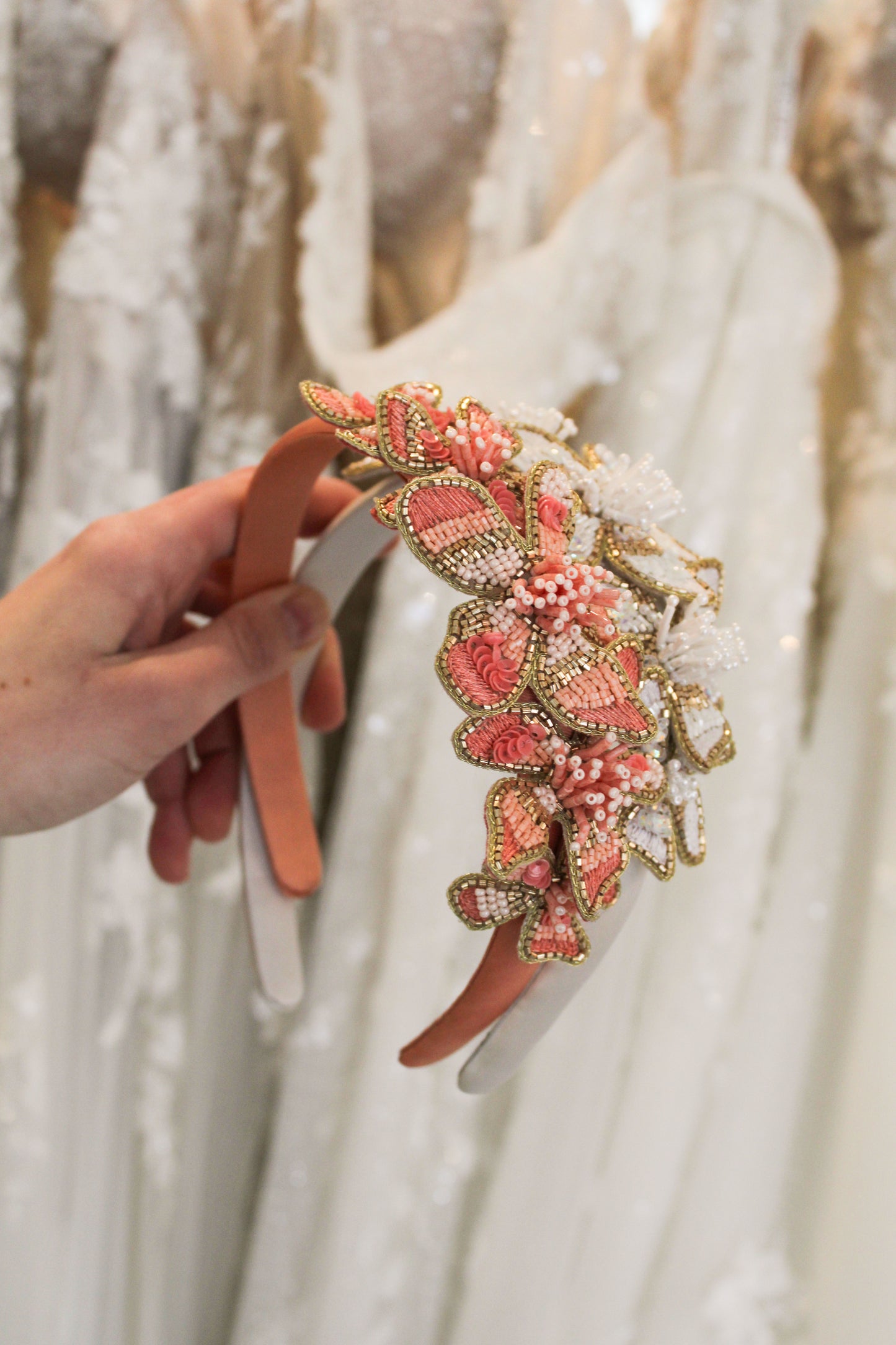 PEACH FLOWER HEADBAND