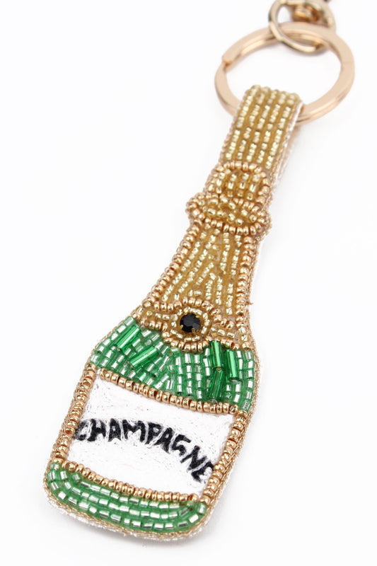 CHAMPAGNE BOTTLE KEYRING/BAG CHARM