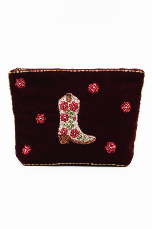 CREAM COWGIRL BOOT MEDIUM POUCH