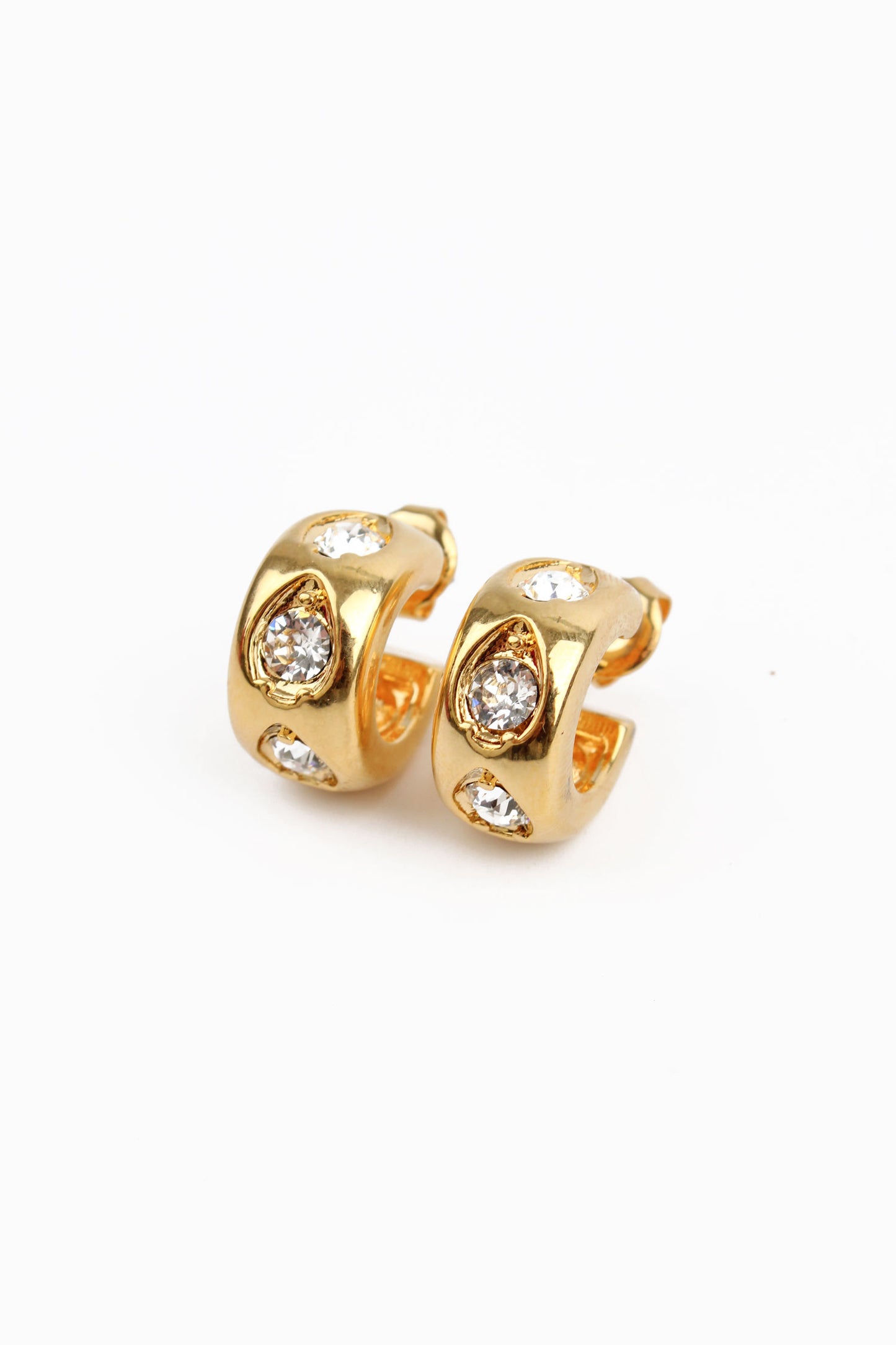 CZ GOLD HUGGIE HOOPS