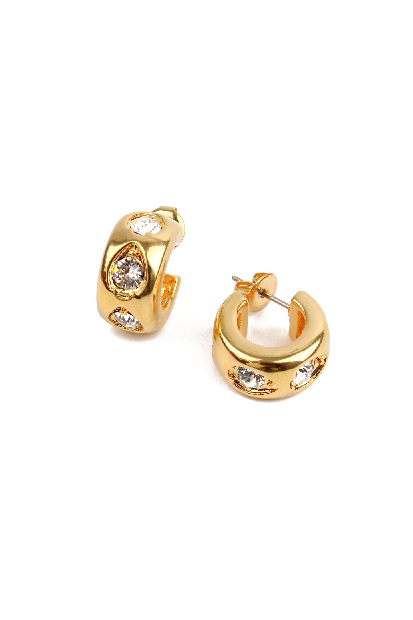 CZ GOLD HUGGIE HOOPS