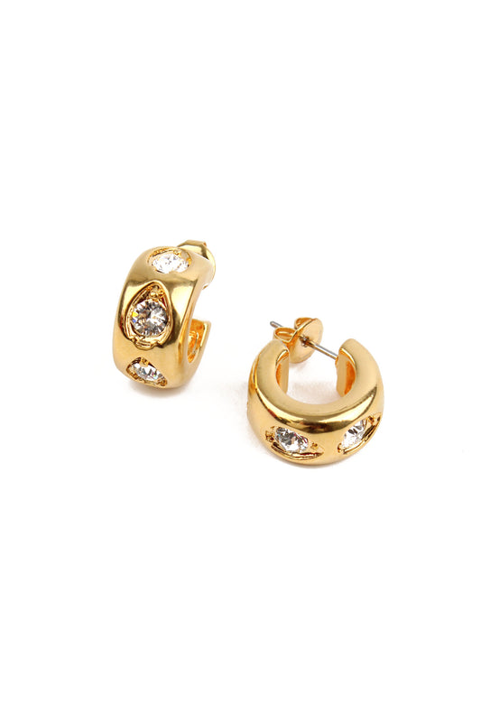 CZ GOLD HUGGIE HOOPS
