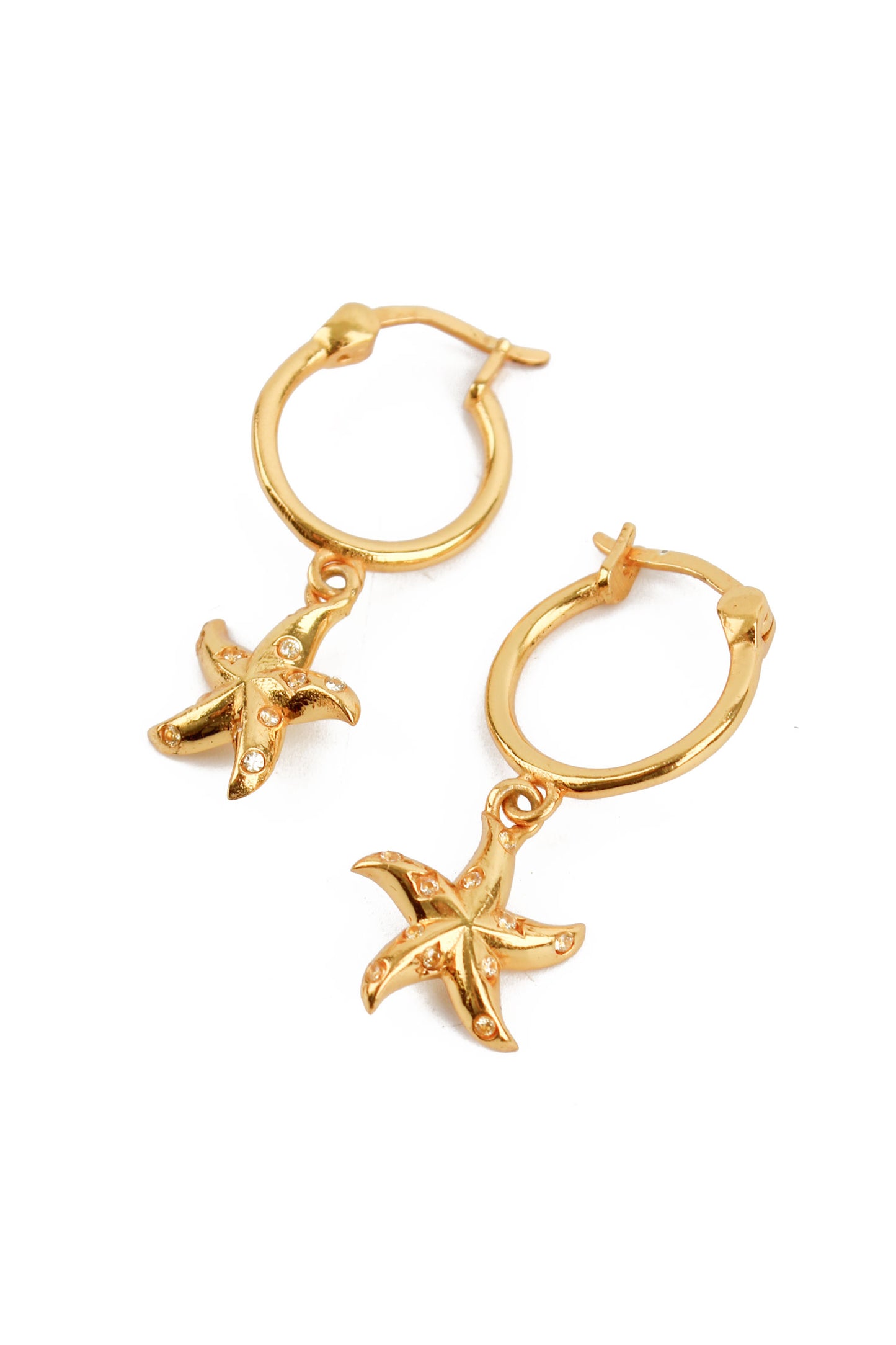 CZ STARFISH HUGGIE EARRINGS