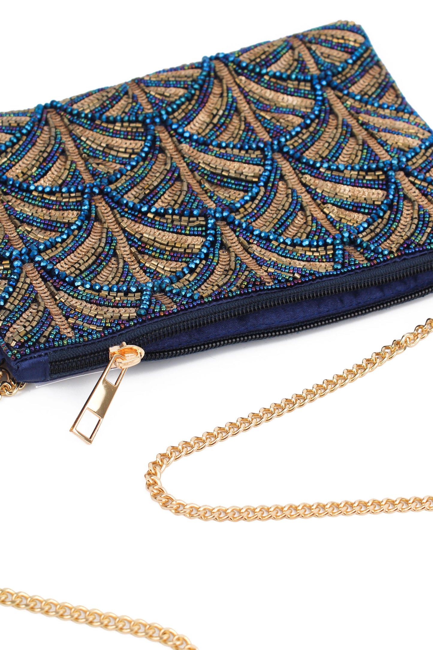 DARK BLUE AND GOLD SWIRL ART DECO BAG
