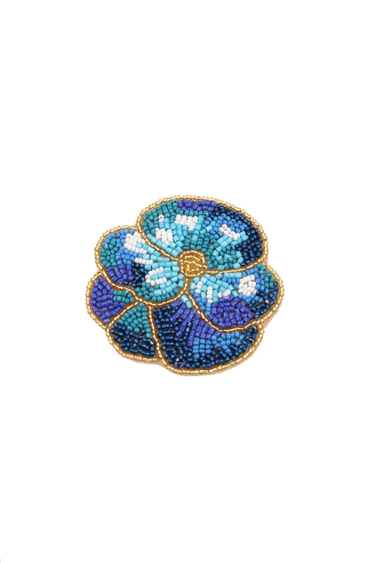 DARK BLUE WINTER PANSY BROOCH