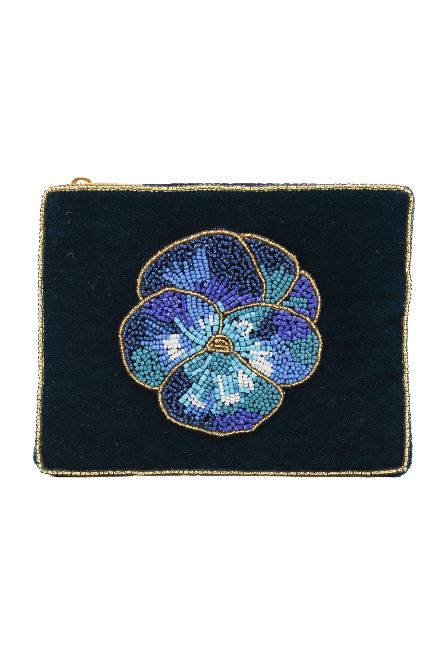 DARK BLUE WINTER PANSY SMALL POUCH