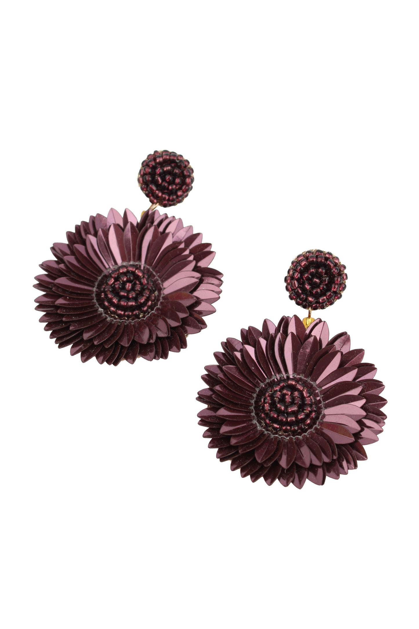 DARK FIG FULL PETAL FLOWER EARRING