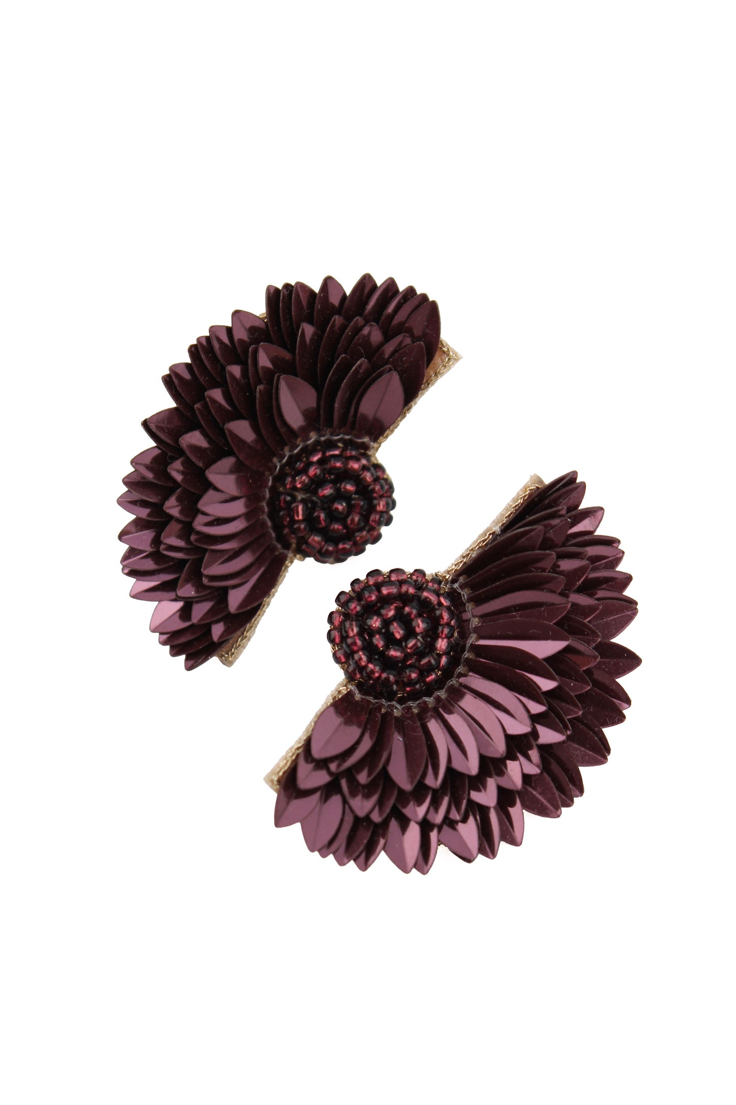 DARK FIG HALF PETAL FLOWER EARRING