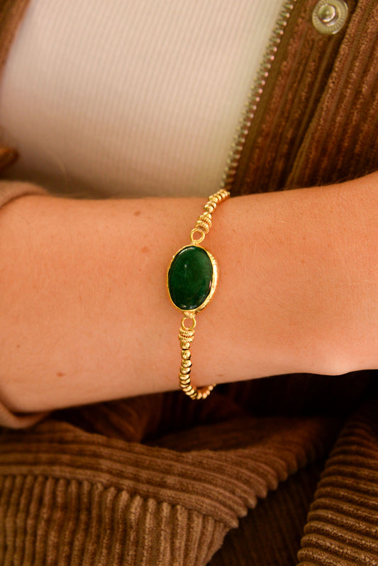 DARK GREEN GEMSTONE GOLD BRACELET