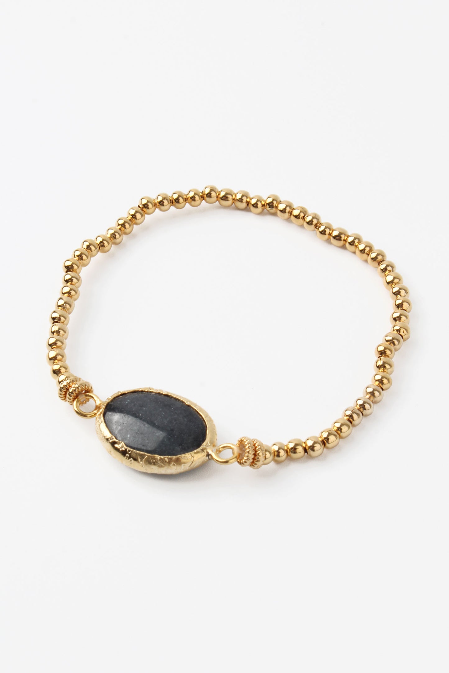 DARK GREY GEMSTONE GOLD BRACELET