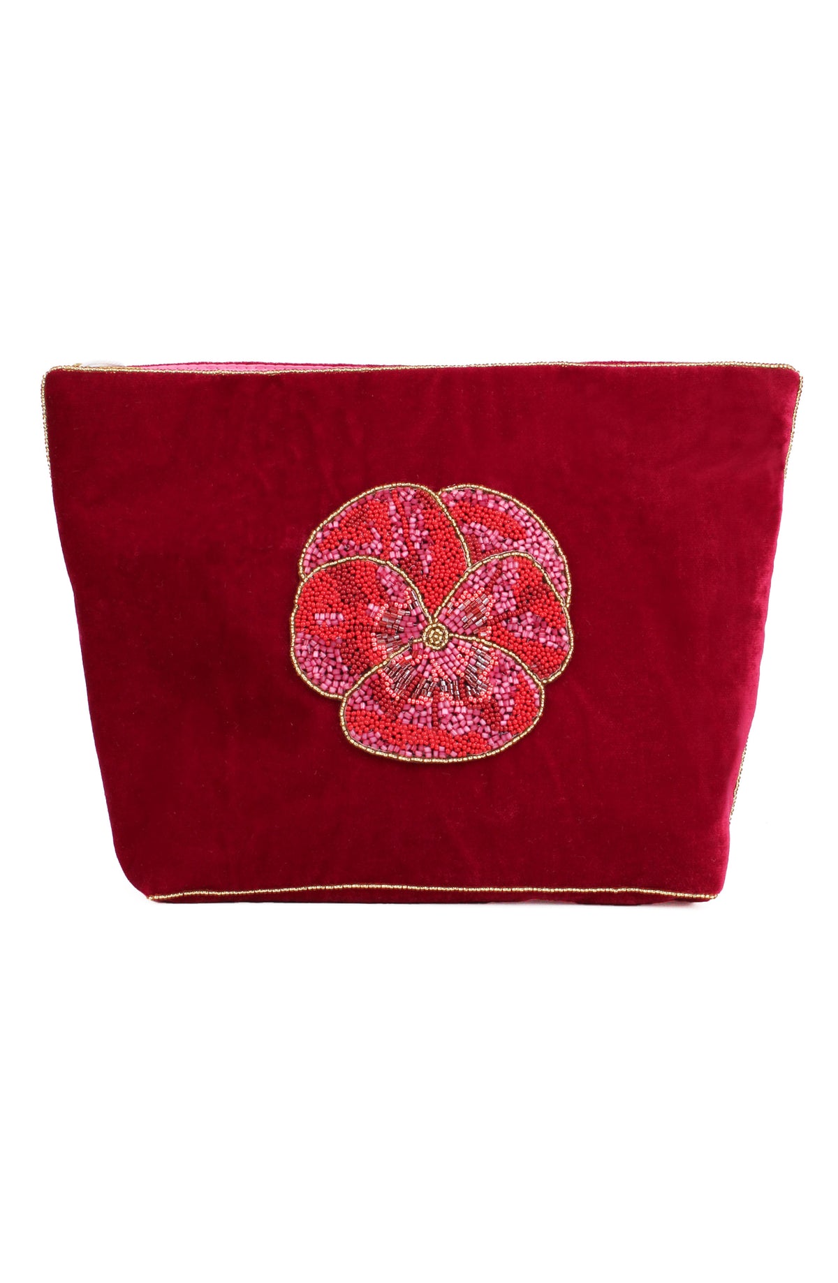 DARK PINK WINTER PANSY LARGE POUCH