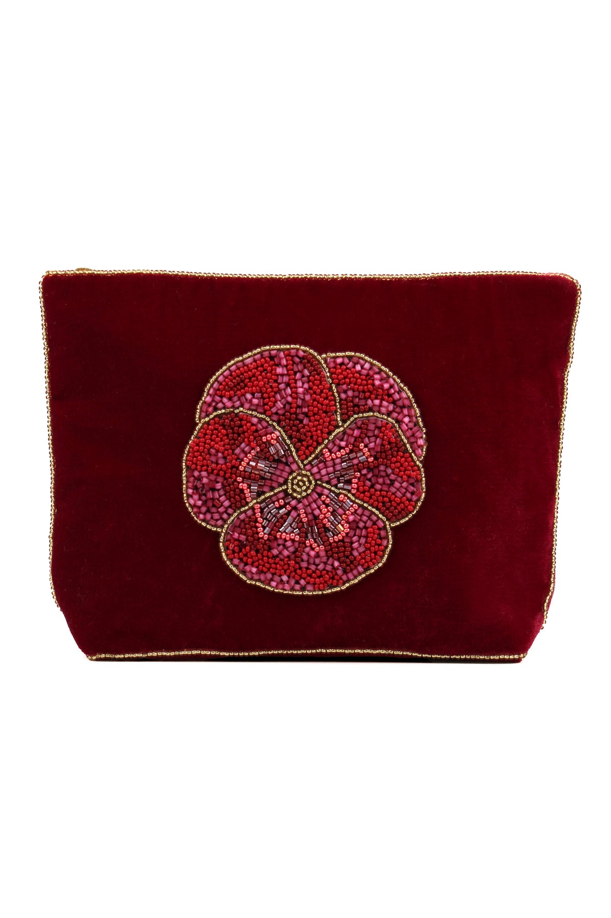 DARK PINK WINTER PANSY MEDIUM POUCH