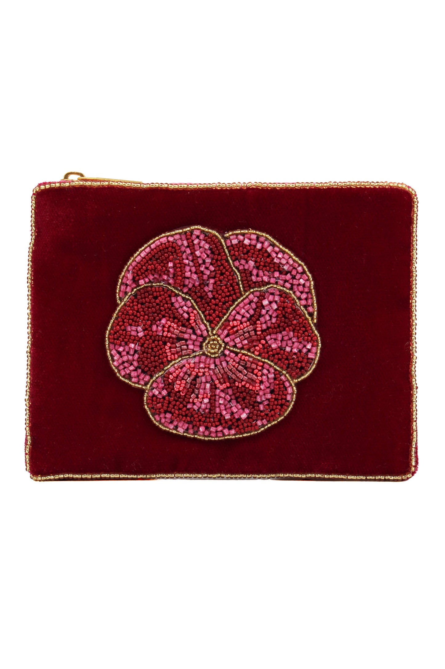 DARK PINK WINTER PANSY SMALL POUCH