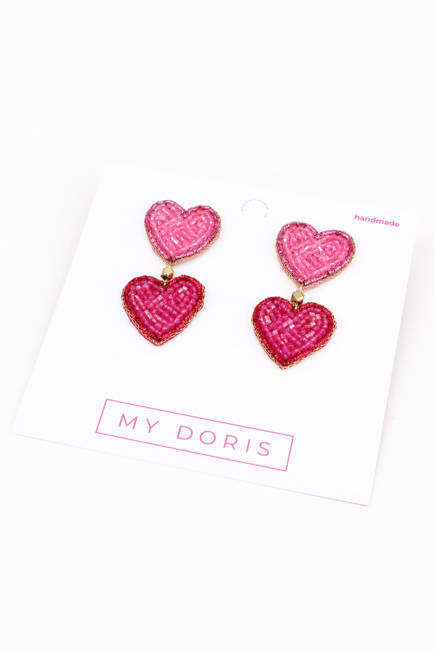 DOUBLE MULTI HEART BEADED DROPS
