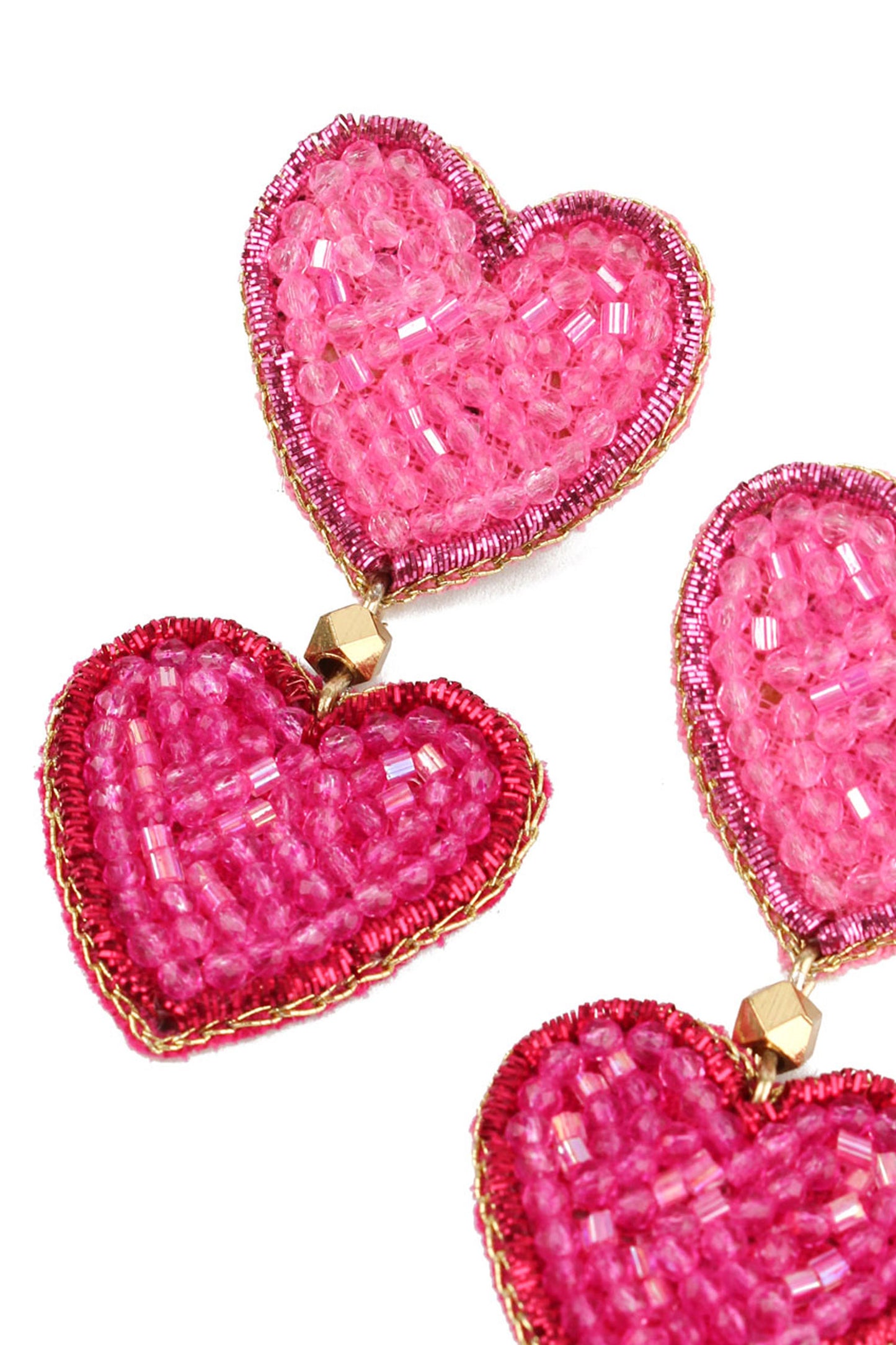 DOUBLE MULTI HEART BEADED DROPS