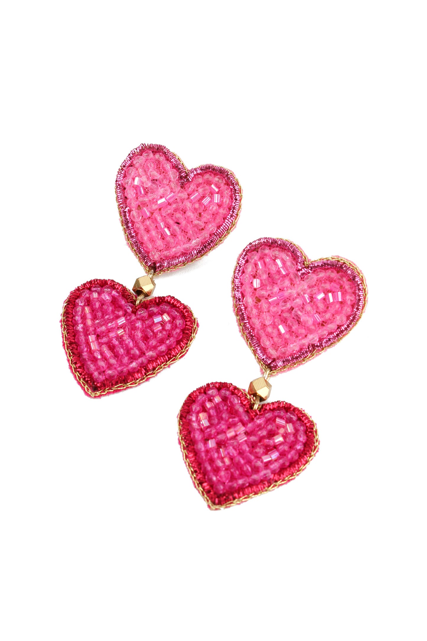 DOUBLE MULTI HEART BEADED DROPS