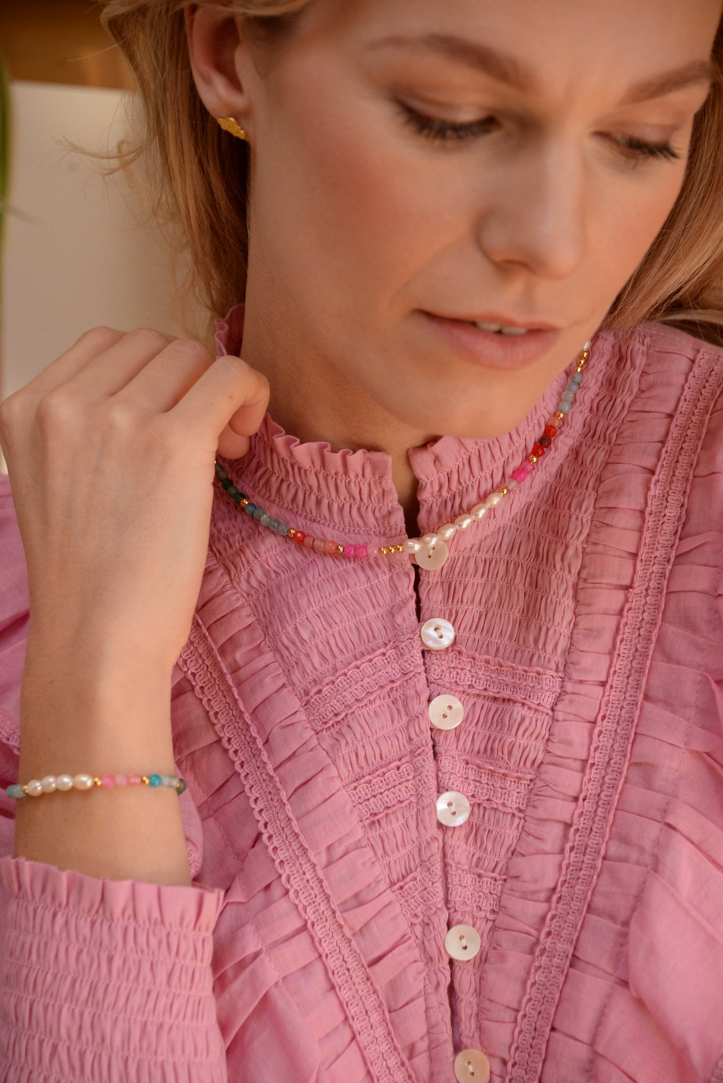 PEARL AND RAINBOW BEAD NECKLACE (8112992813272)