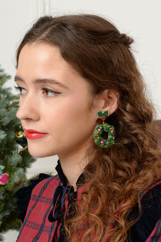 CHRISTMAS WREATH EARRINGS