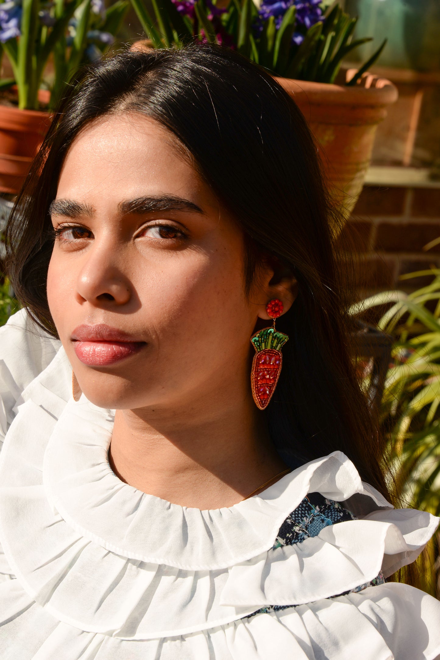 BEADED CARROT EARRINGS
