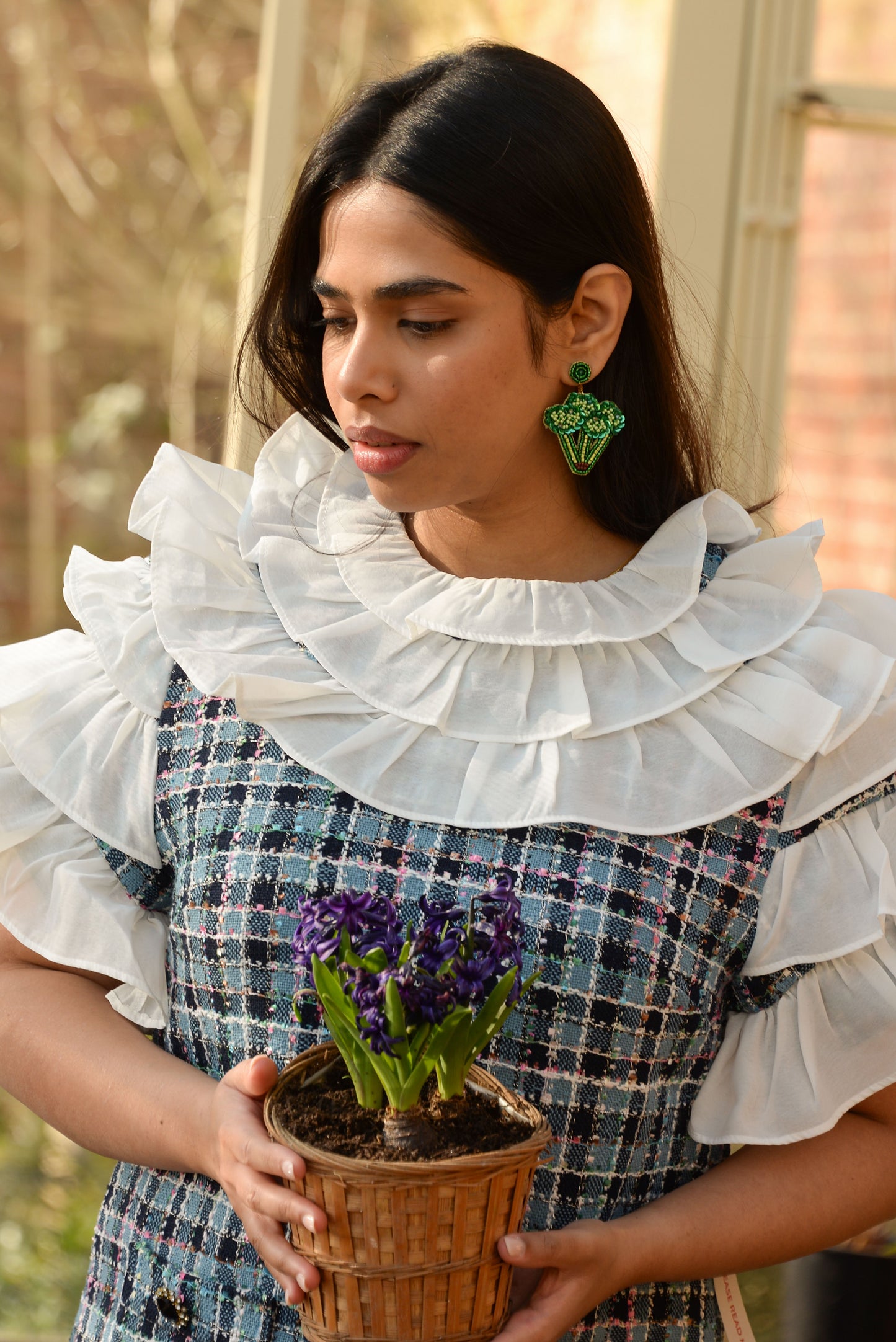 BEADED BROCCOLI EARRINGS