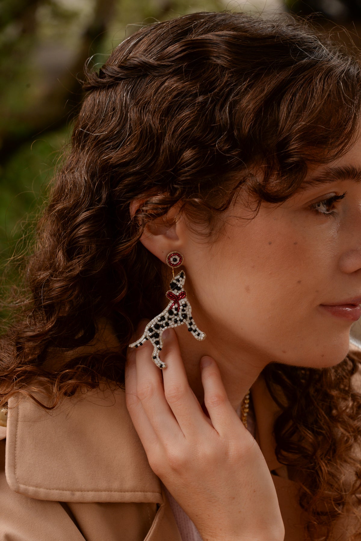 DALMATIAN DOG BEADED EARRINGS