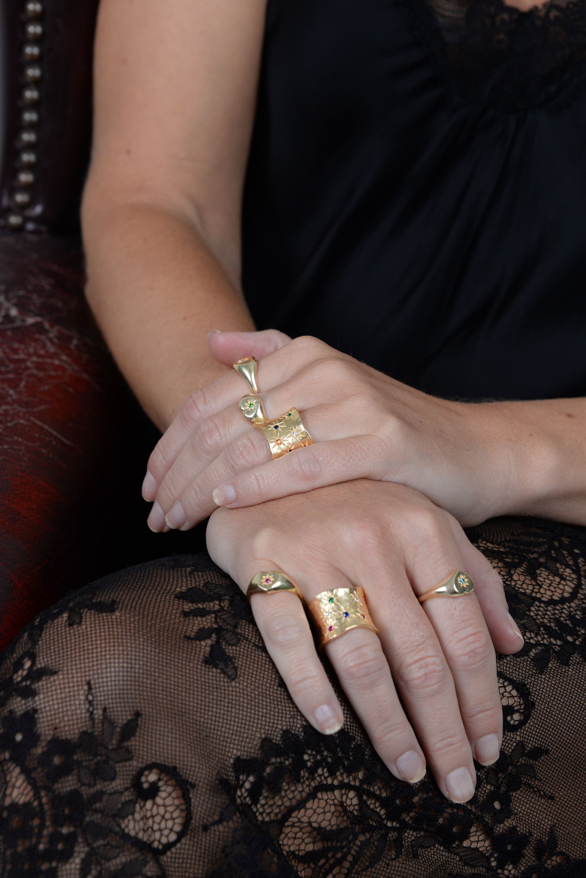 THICK MULTI GEM STUDDED RING IN SMALL, MEDIUM AND LARGE ADJUSTABLE SIZE (8011152883928)