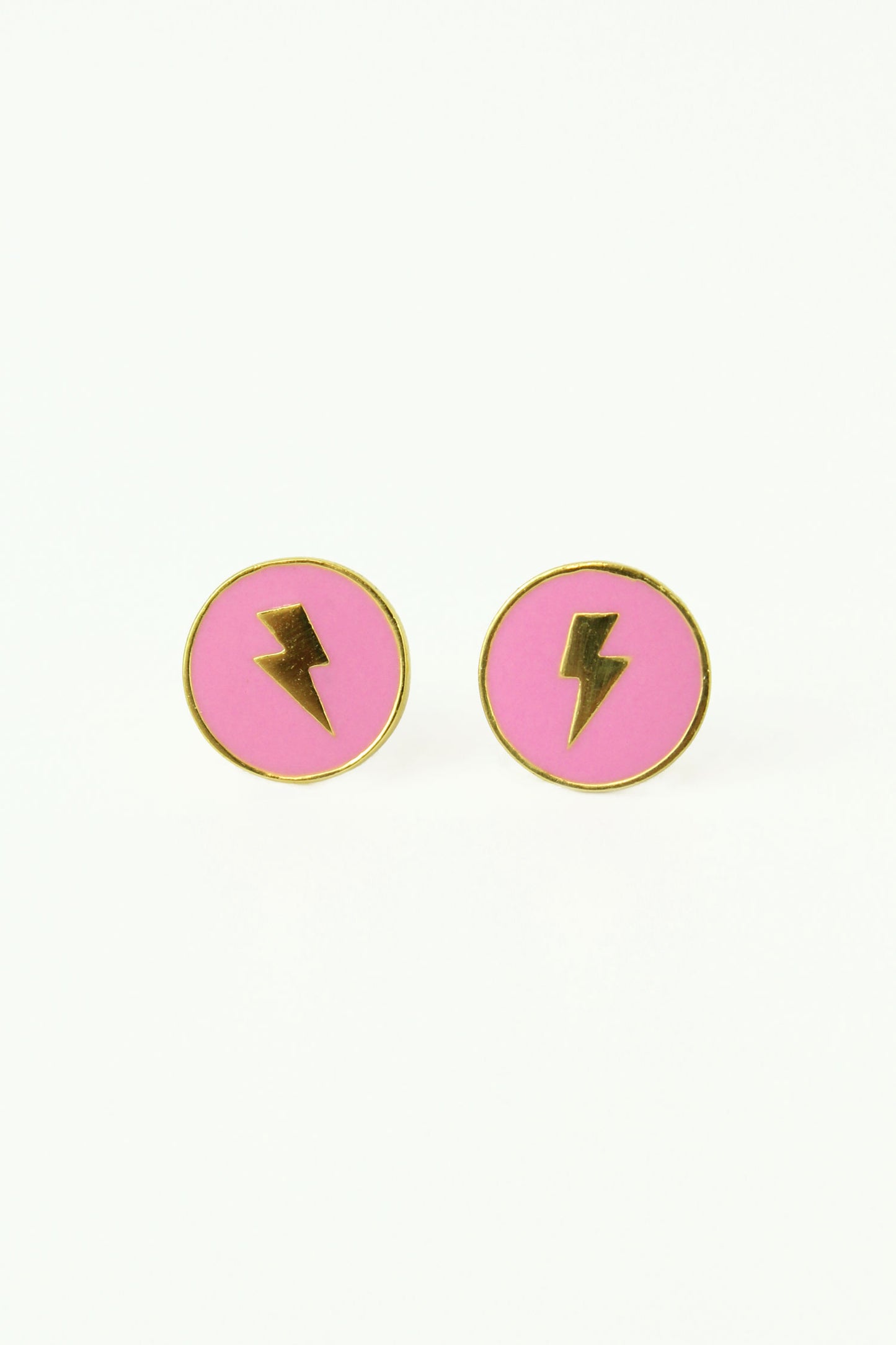 PINK ENAMEL LIGHTNING BOLT STUD (7071197003963)