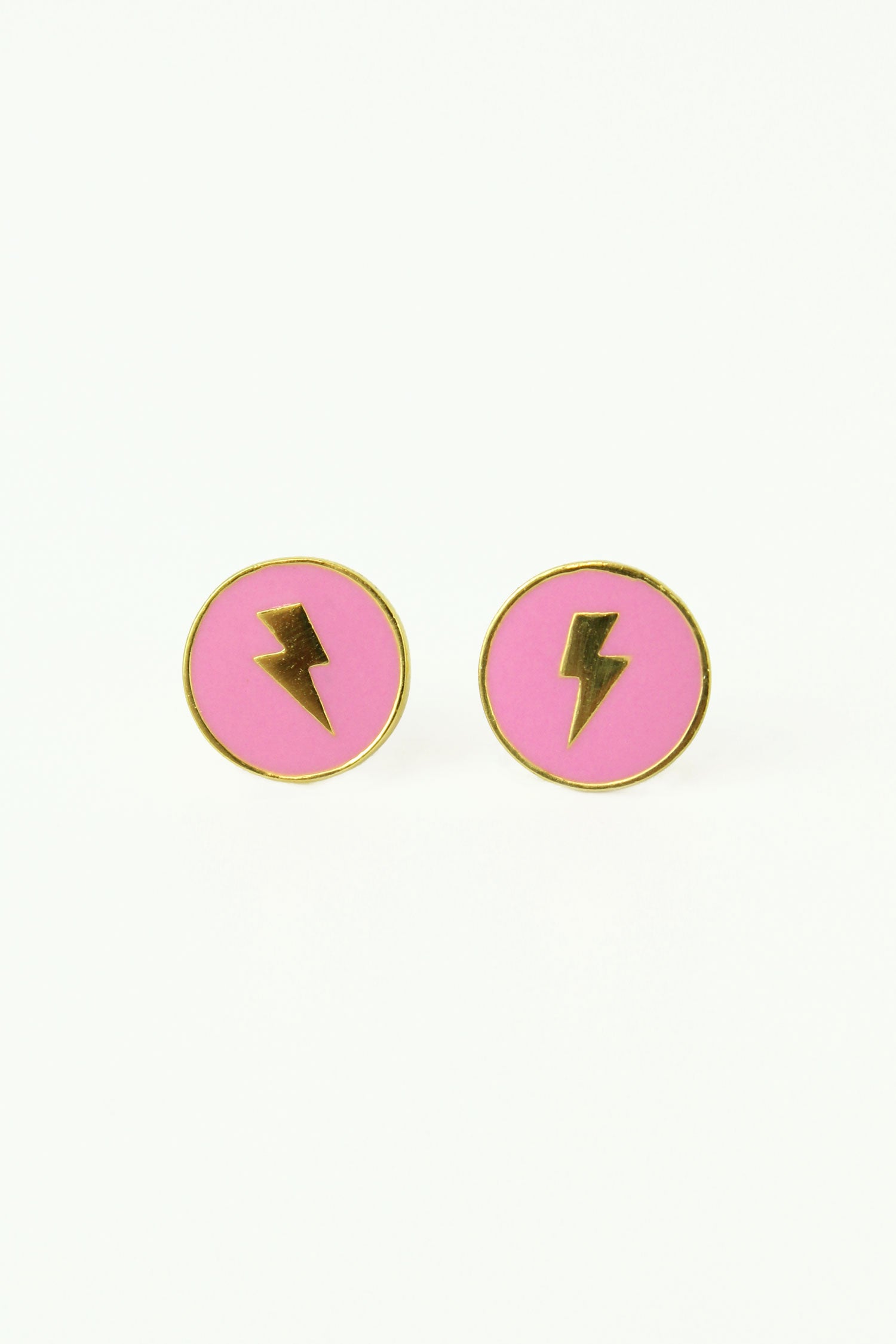 PINK ENAMEL LIGHTNING BOLT STUD (7071197003963)