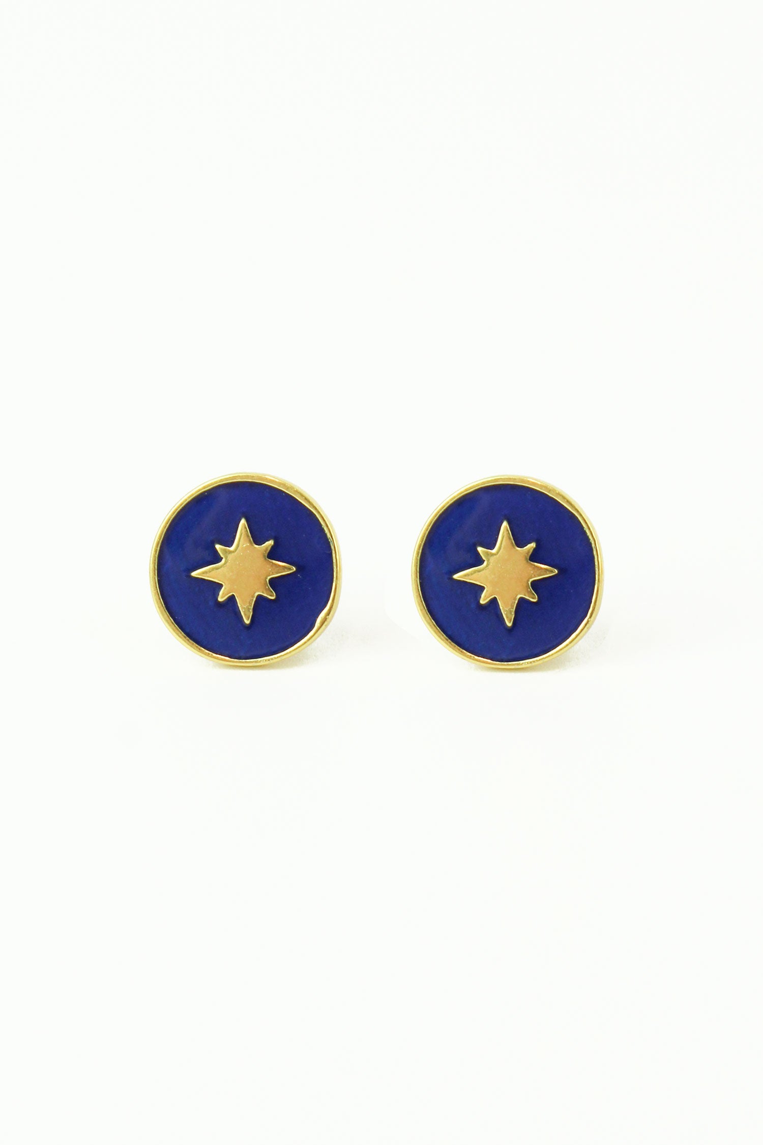 NAVY ENAMEL STARBURST STUD (7071263490235)