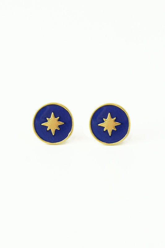NAVY ENAMEL STARBURST STUD (7071263490235)