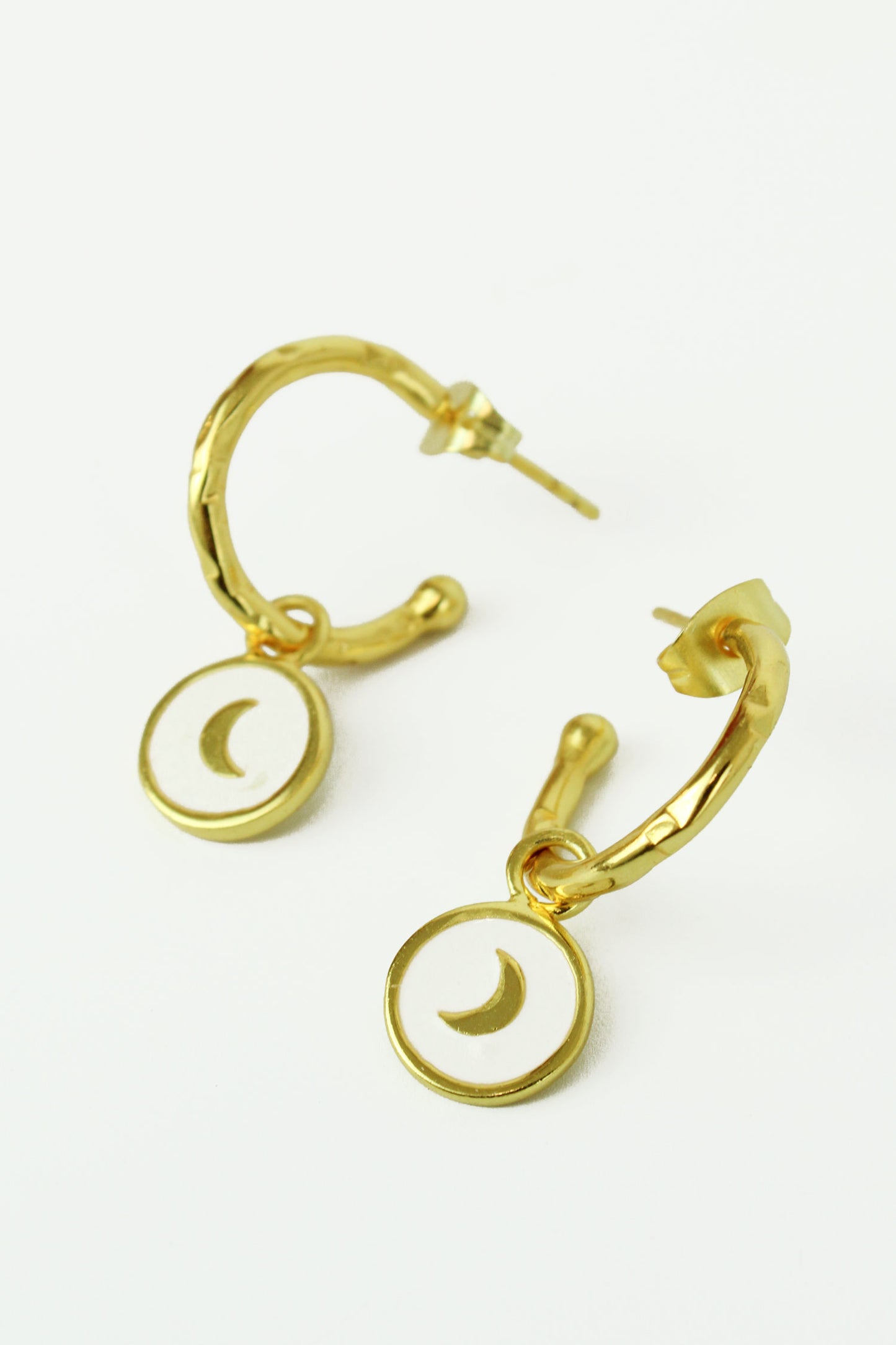 WHITE ENAMEL MOON HOOP (7071492735163)