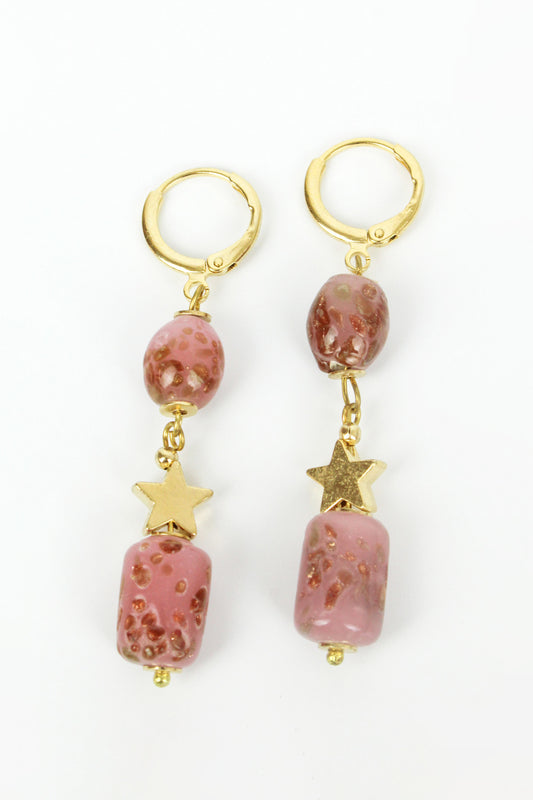 NUDE FACET GLASS STAR DROP