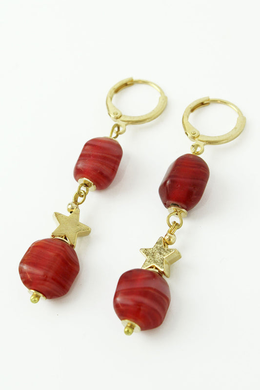 CRANBERRY FACET GLASS STAR DROP (7088308224187)