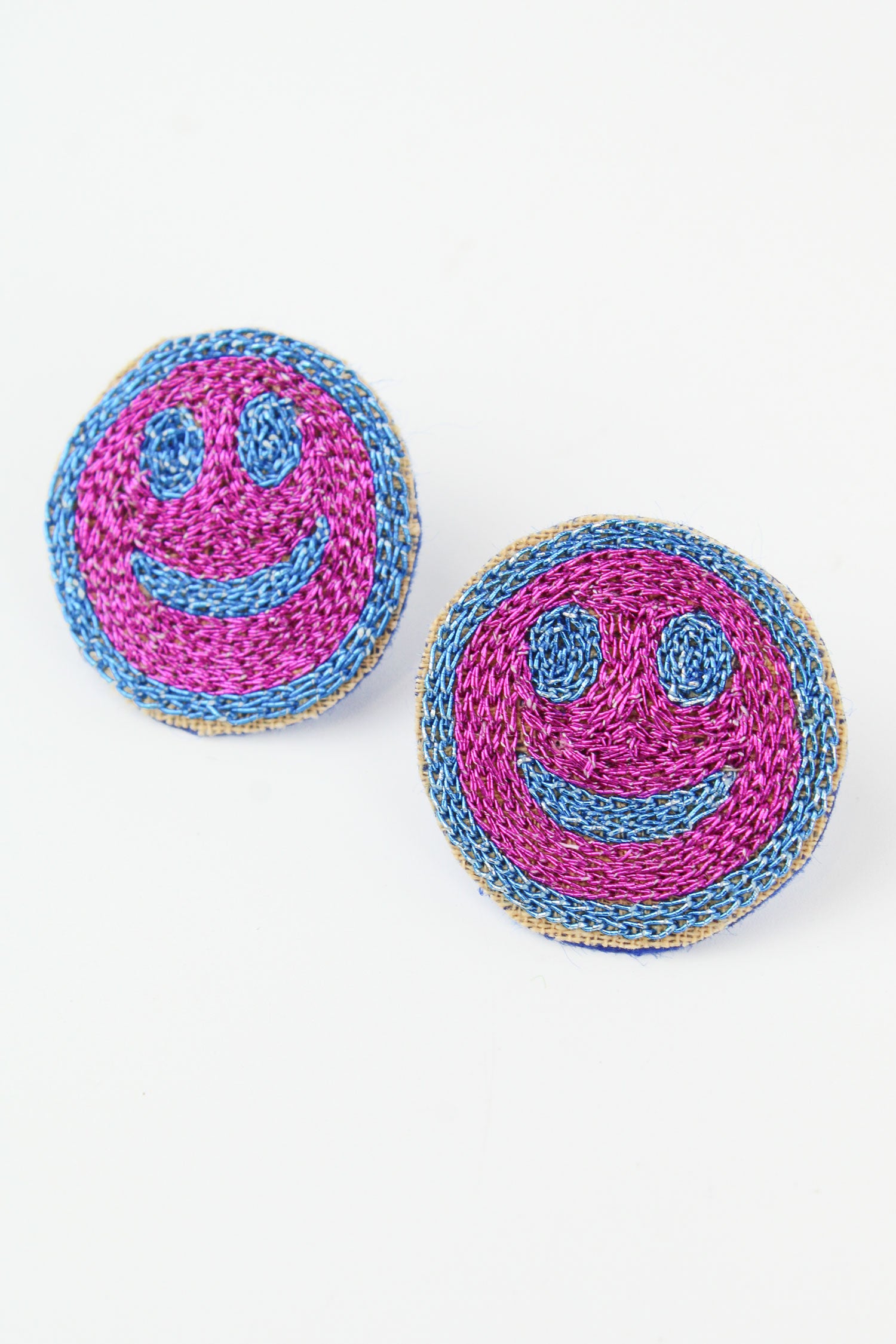 BLUE & PINK SMILEY STUD (7570620678360)