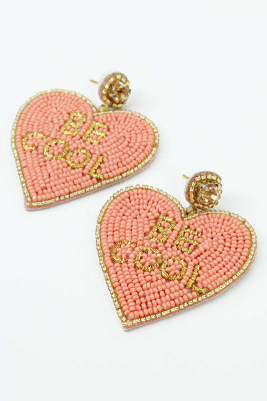 PINK BEADED HEART BE COOL DROP (7895300309208)