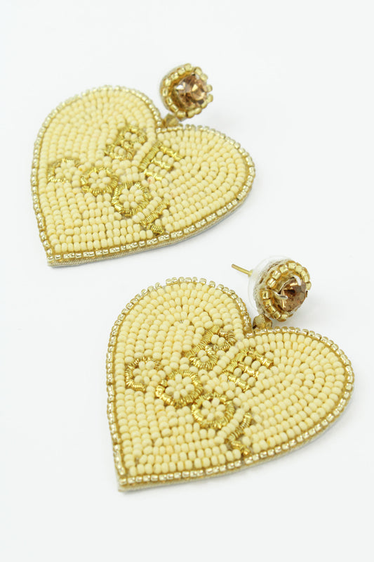 CREAM BEADED HEART BE COOL DROP (7895300702424)