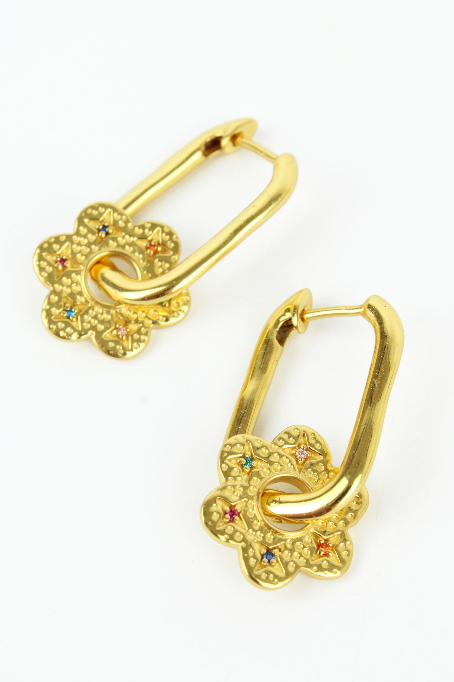 GOLD RAINBOW CRYSTAL CHARM FLOWER HOOP (7965631217880)
