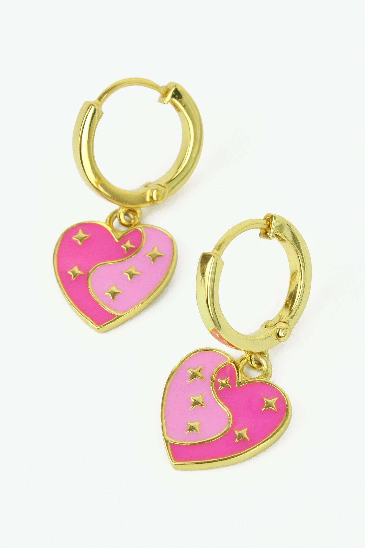 GOLD STAR PINK ENAMEL HEART HUGGIES (7965646192856)