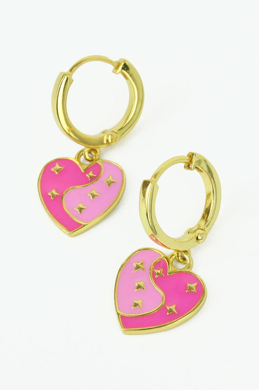 GOLD STAR PINK ENAMEL HEART HUGGIES (7965646192856)