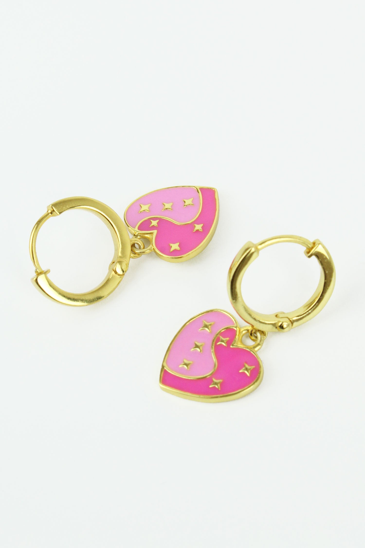 GOLD STAR PINK ENAMEL HEART HUGGIES (7965646192856)