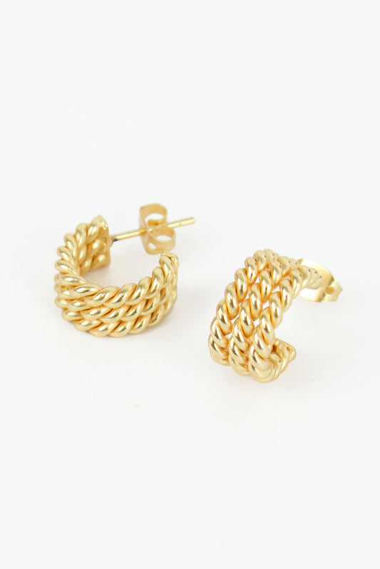 GOLD TWISTED HOOP EARRINGS (8011152818392)