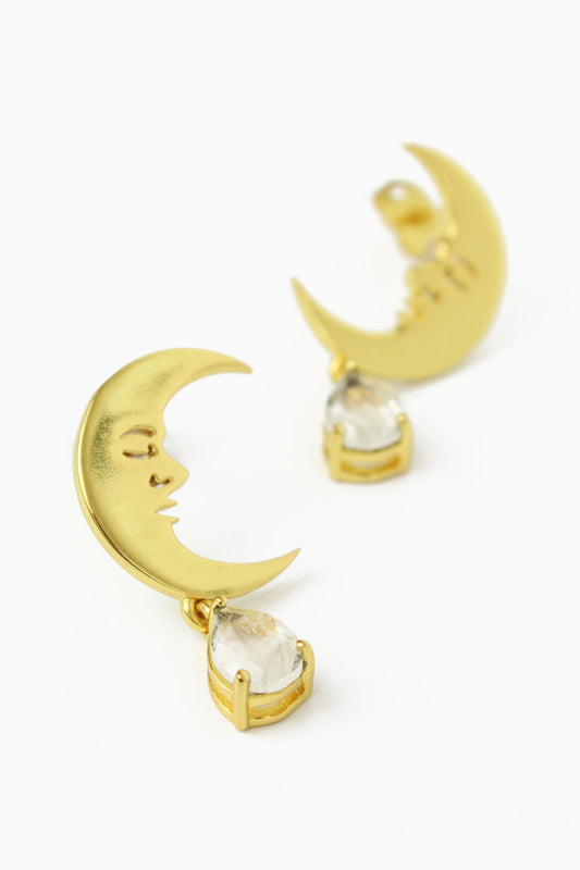 MOON EARRINGS WITH RAINBOW MOONSTONE DROP (8011146297560)