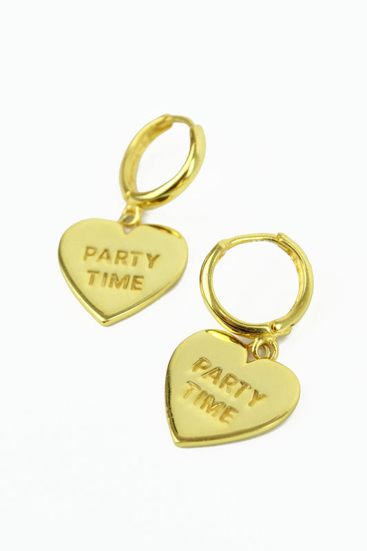 PARTY TIME ON HEART DROP ON HUGGY EARRINGS (8011146461400)