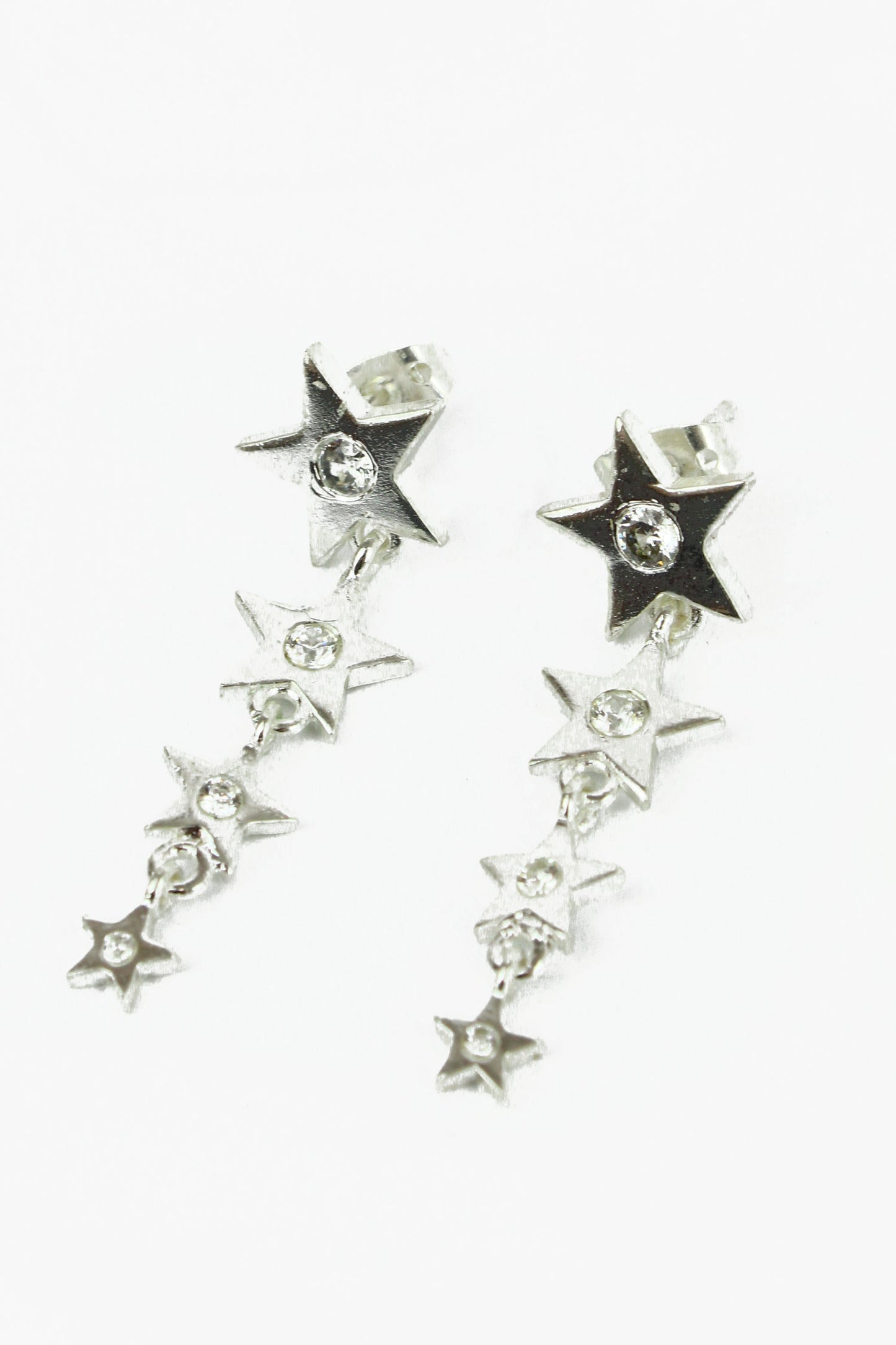 SILVER AND CZ STAR DROP EARRINGS (8011146592472)